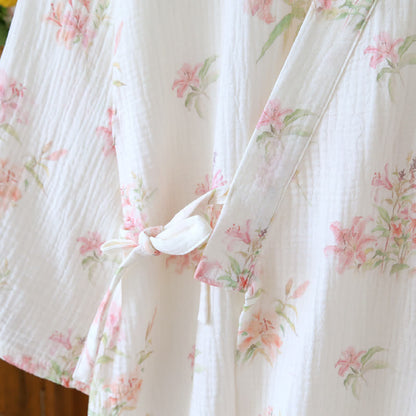 Pink Floral Pure Cotton Kimono Robe - image 3