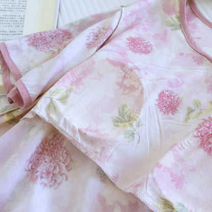 Hydrangea Floral Padded  Cropped Pants Nightwear - image 4