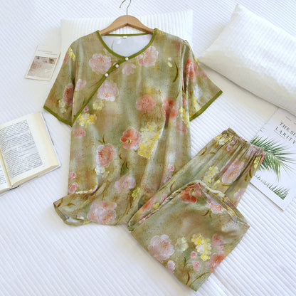 Botanical Padded Rayon Capri Pajama Set - image 1