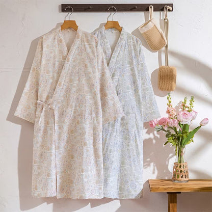 Ethnic Vintage Floral Cotton Kimono Robe - image 0