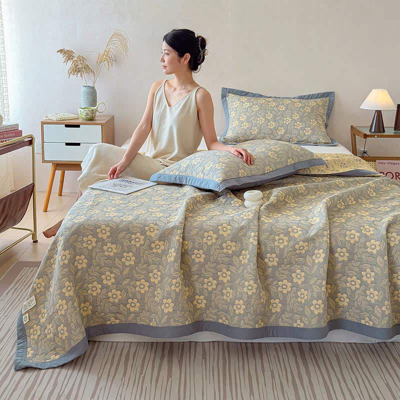 3-Layer Muslin Cotton Floral Blanket Quilt - image 1