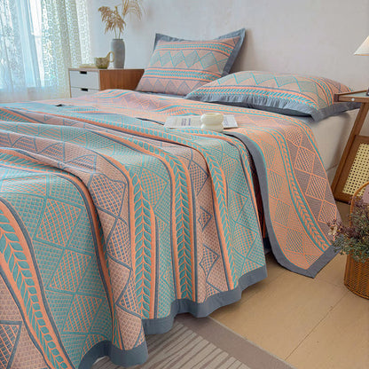 Geometric Wheat 3-Layer Muslin Cotton Quilt - image 6