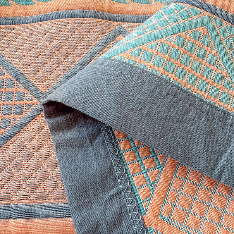 Geometric Wheat 3-Layer Muslin Cotton Quilt - image 10