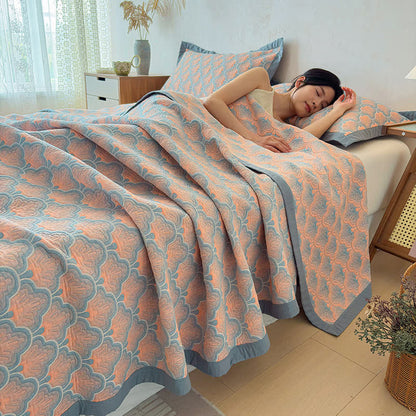 Jacquard Sea Shell 3-Layer Muslin Cotton Quilt - 2PCS Pillowcases - 19" x 29" - image 0