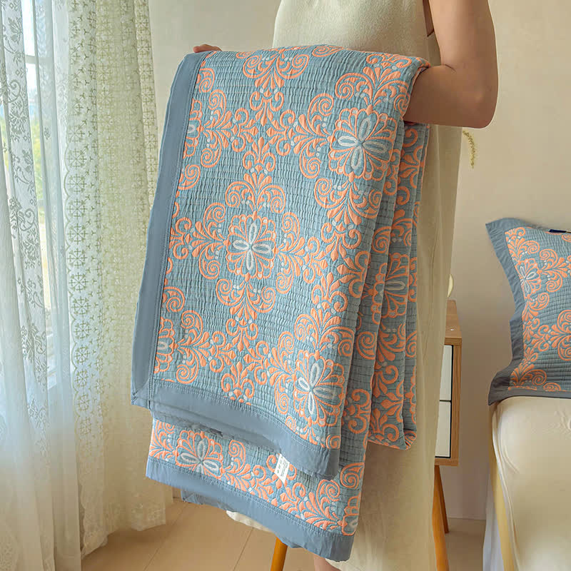 Vintage 3-Layer Muslin Cotton Bedspread Quilt - image 9