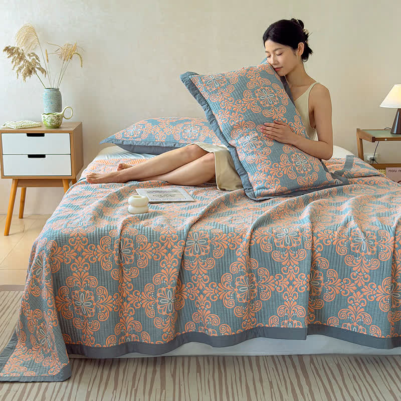 Vintage 3-Layer Muslin Cotton Bedspread Quilt - image 2