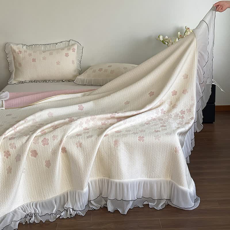 Ruffled Floral Jacquard Bedspread Set - image 4