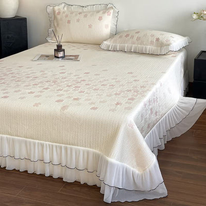 Ruffled Floral Jacquard Bedspread Set - image 2