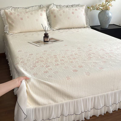 Ruffled Floral Jacquard Bedspread Set - image 5