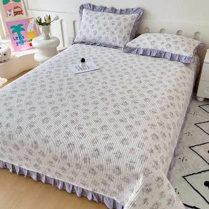 Violet Ruffle Floral Cotton Coverlet - image 2