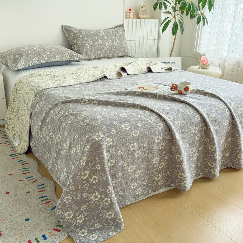 Reversible Rustic Flower Jacquard Cotton Quilt - image 8
