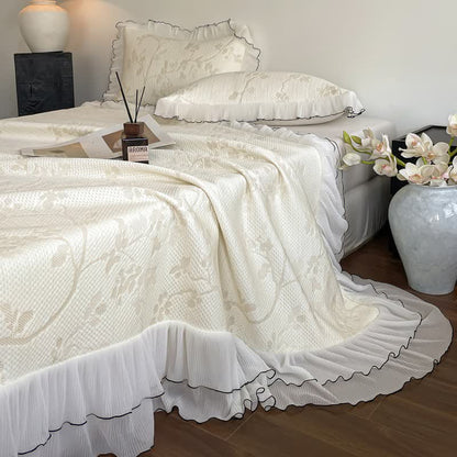 Ruffled Floral & Branch Bedspread Set - image 1