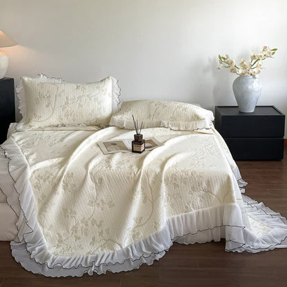 Ruffled Floral & Branch Bedspread Set - image 8