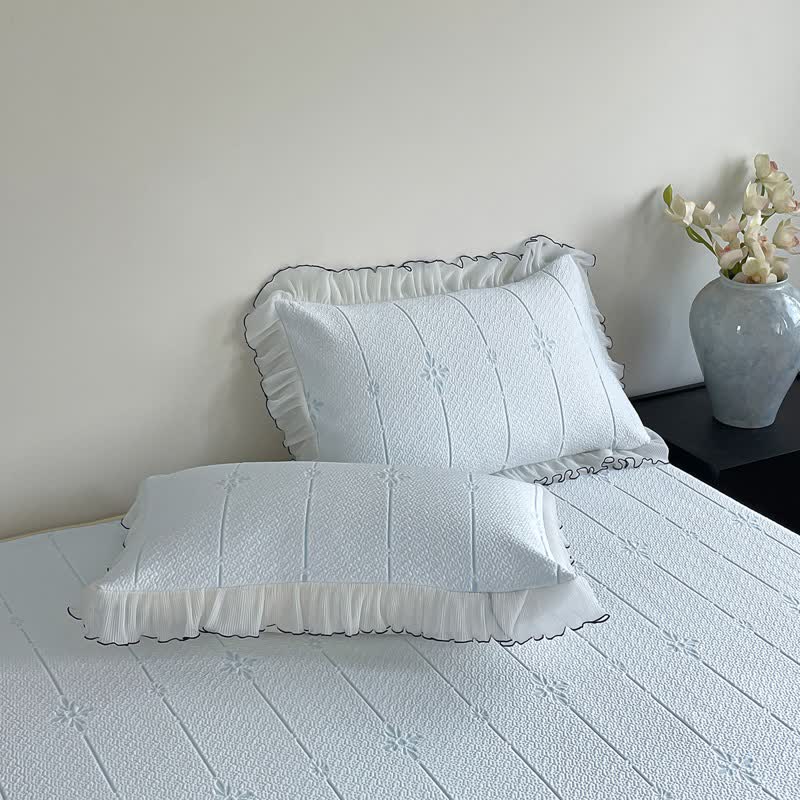 Ruffled Vertical Floral Bedspread Set - image 7