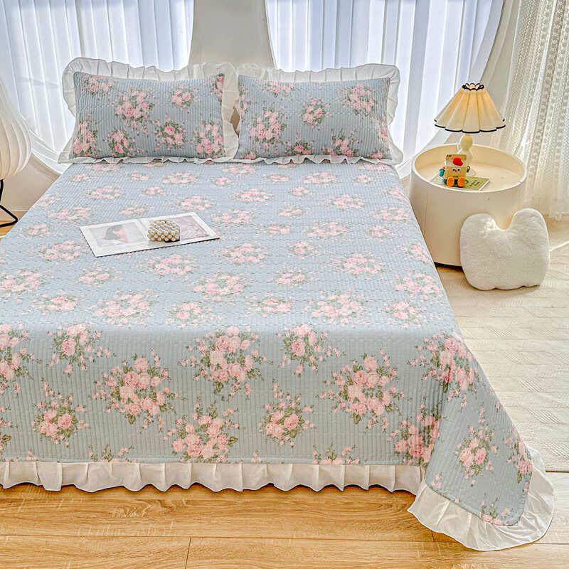 Ruffled Pink Rose Twill Cotton Coverlet - 2PCS Pillowcases - 19" x 29" - image 0