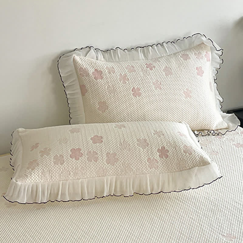 Ruffled Floral Jacquard Bedspread Set - image 7
