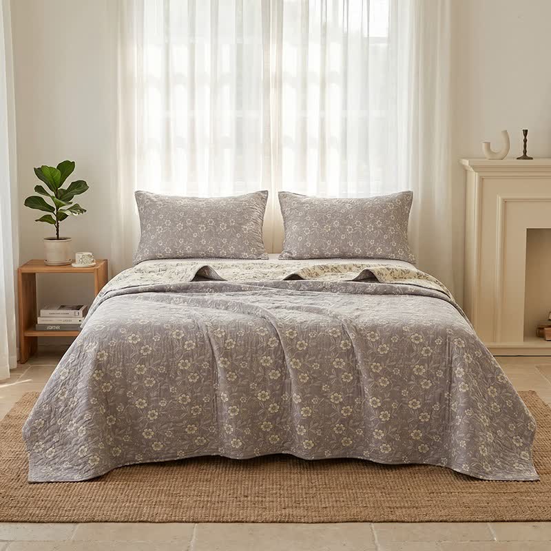 Reversible Rustic Flower Jacquard Cotton Quilt - image 6