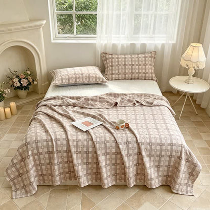 Flower & Plaid Jacquard Cotton Quilt - 2PCS Pillowcases - 19" x 29" - image 0