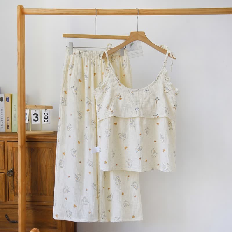 Ruffled Horse Cotton Gauze Cami Pajamas - image 1