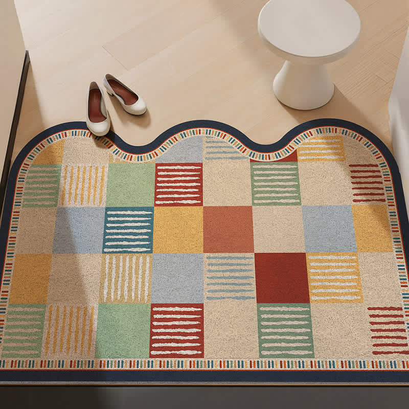 Retro Patchwork Wave Edge Rug - Colorful - 31'' × 47'' - image 0