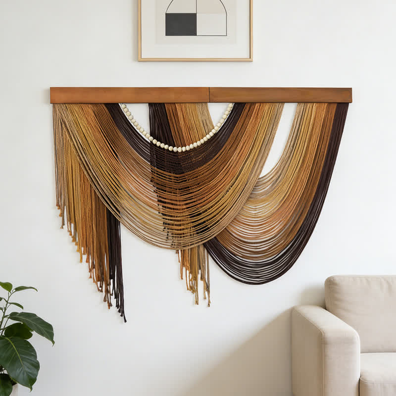 Bohemian Cotton Beaded Wall Hanging Decor - Brown - 39.4" × 31.5" - image 3