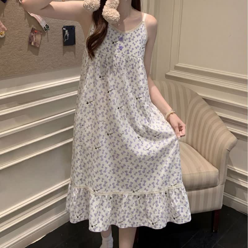 Purple Bow Sleeveless Ruffle Nightgown - image 7
