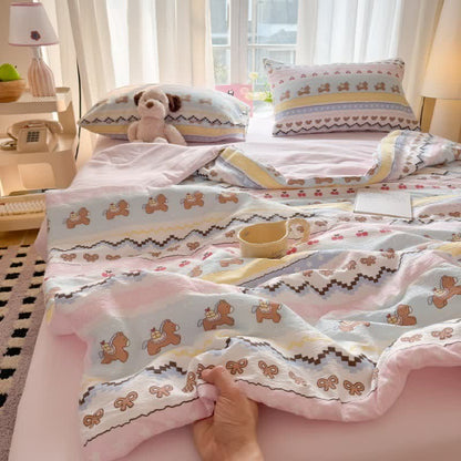 Pink Bow Bear Washed Cotton Bedding Set - image 3