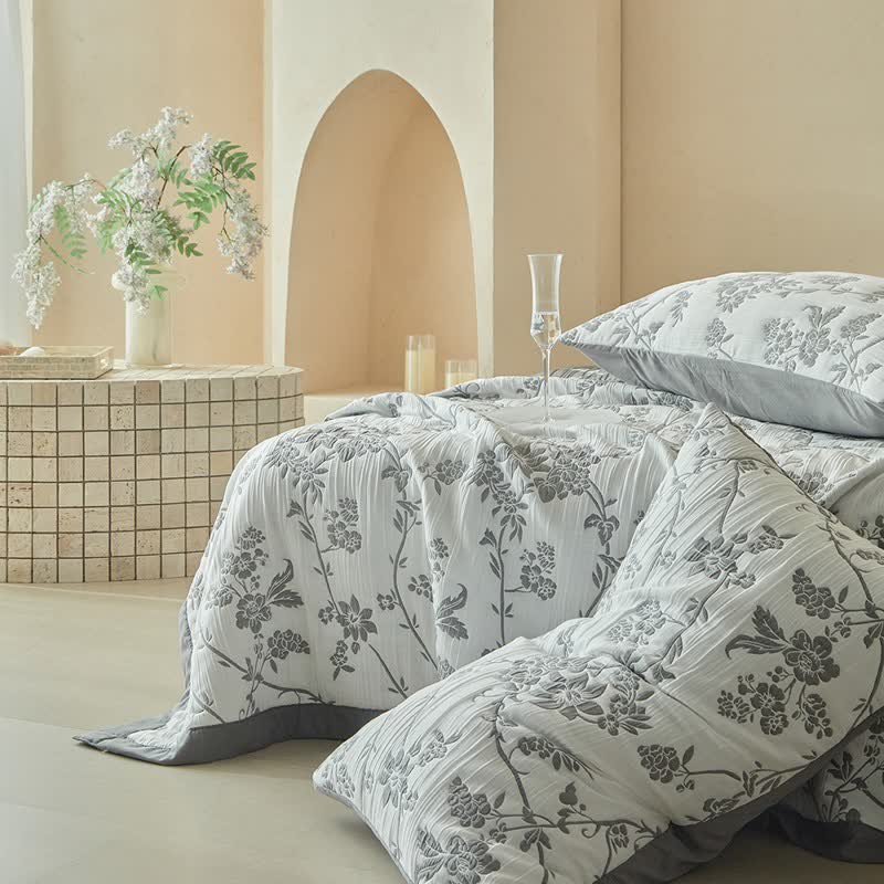 Branch & Floral Reversible Quilt Set - image 11