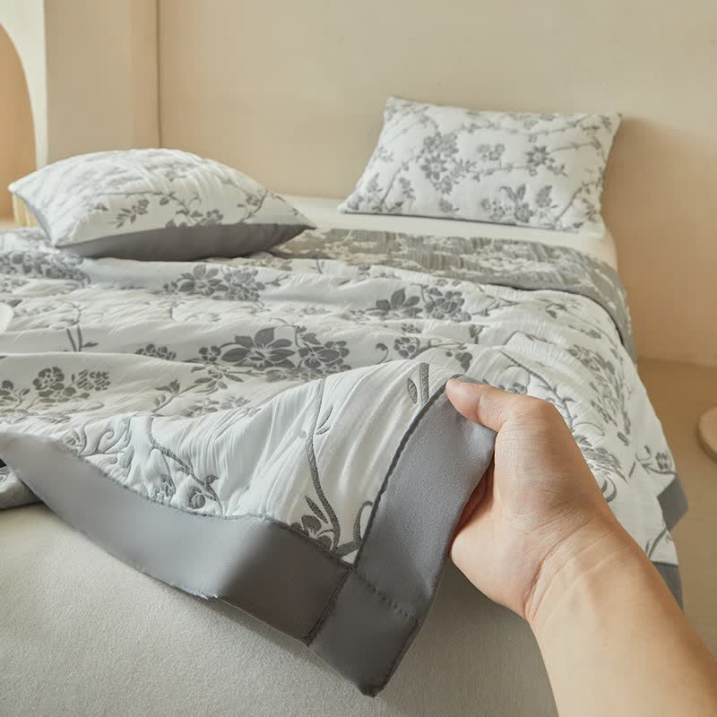Branch & Floral Reversible Quilt Set - image 12
