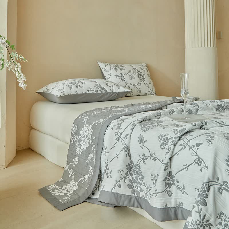 Branch & Floral Reversible Quilt Set - image 3