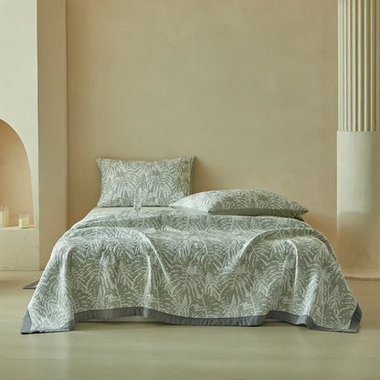 Tropical Palm Leaf Reversible Quilt Set - image 1