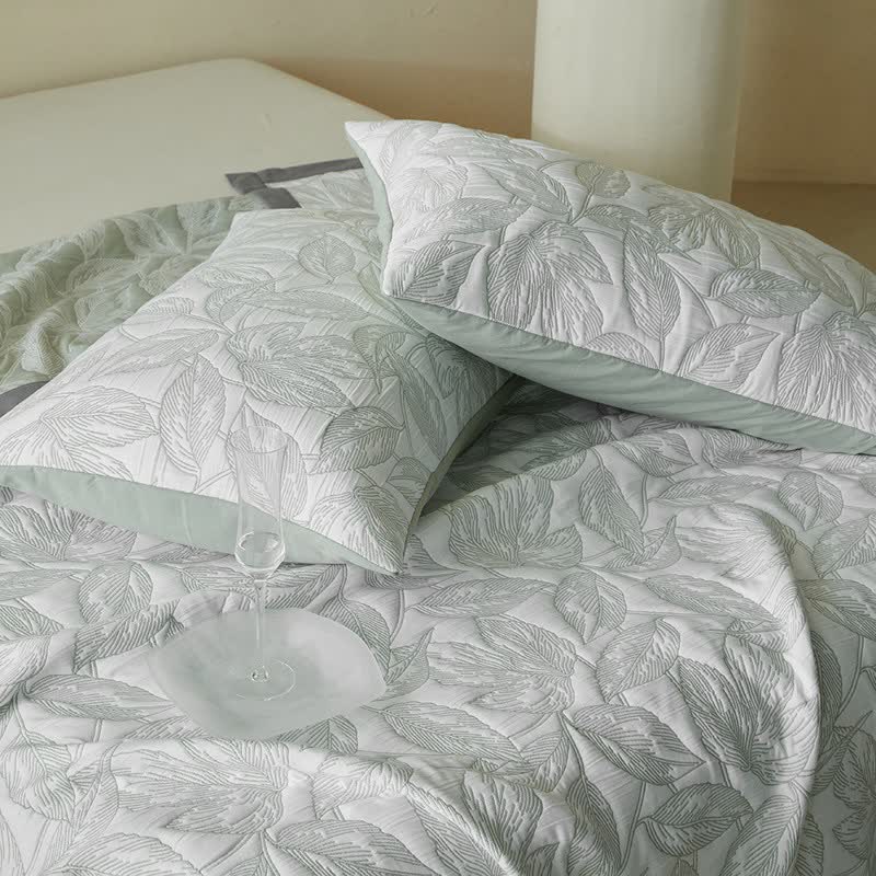 Botanical Leaf Print Quilt Set - image 16