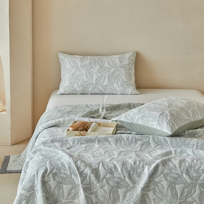 Botanical Leaf Print Quilt Set - image 13