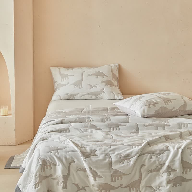 Neutral Dinosaur Print Reversible Quilt - image 14