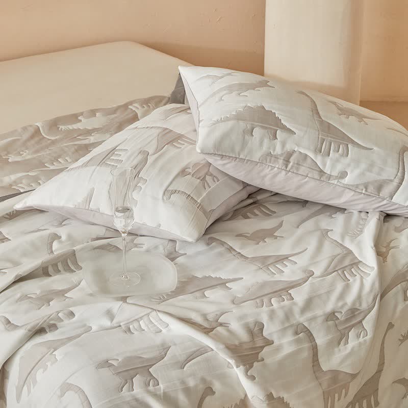 Neutral Dinosaur Print Reversible Quilt - image 16