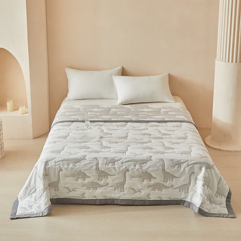 Neutral Dinosaur Print Reversible Quilt - image 6
