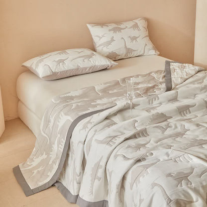 Neutral Dinosaur Print Reversible Quilt - image 9