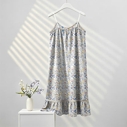 Blue Floral Sleeveless Ruffle Nightdress - image 2