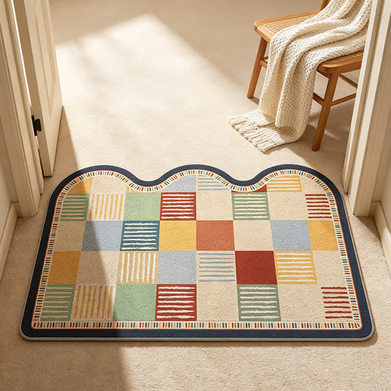 Retro Patchwork Wave Edge Rug - image 1