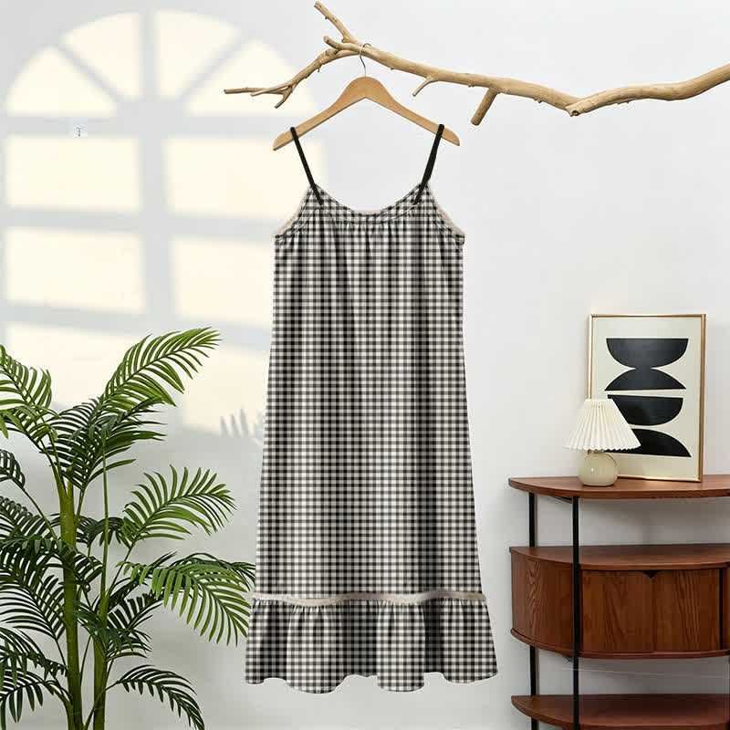 Black White Gingham Ruffle Nightdress - image 6