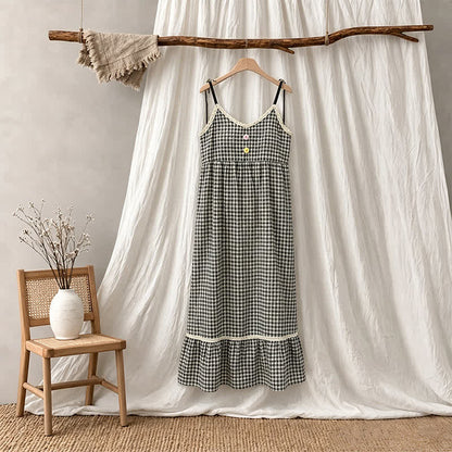 Black White Gingham Ruffle Nightdress - Black - XXL - image 0