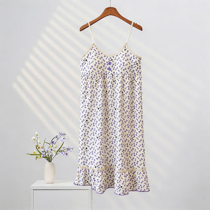 Purple Bow Sleeveless Ruffle Nightgown - image 3