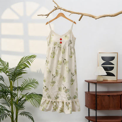 Botanical Floral Ruffle Sleeveless Loungewear Dress - image 3