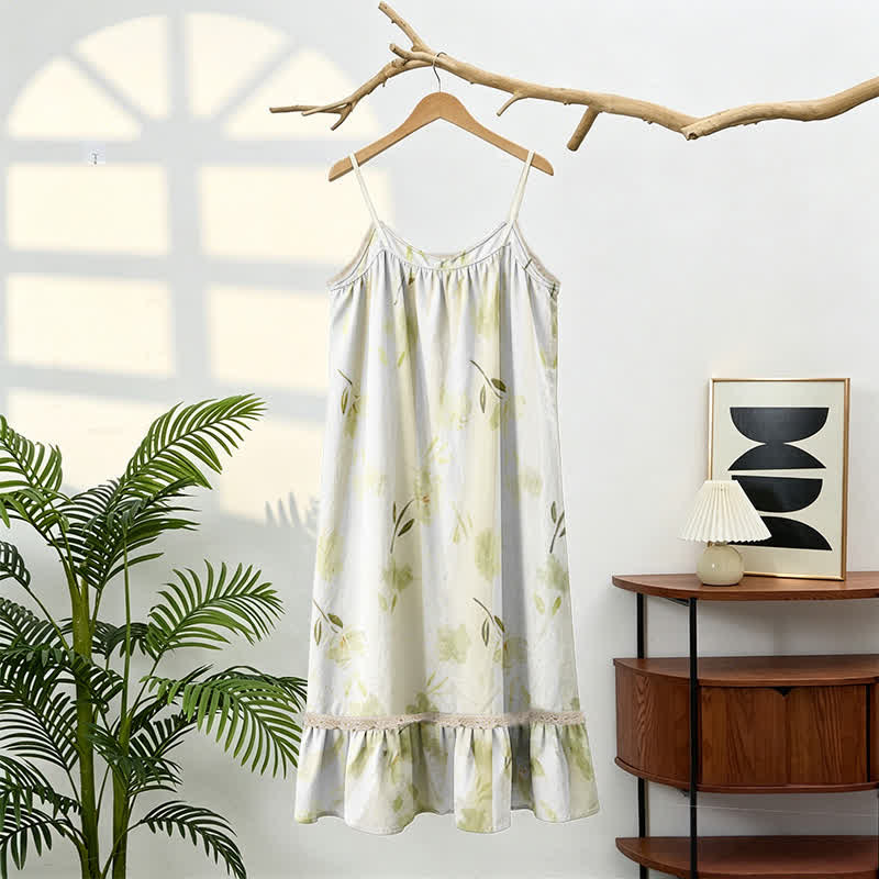 Botanical Floral Ruffle Sleeveless Loungewear Dress - image 4