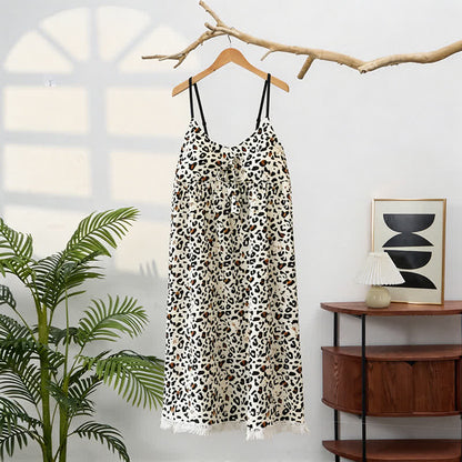 Leopard Print Tassel House Dress - image 3