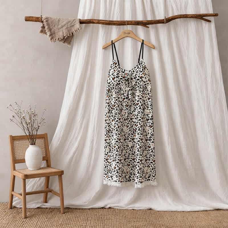 Leopard Print Tassel House Dress - image 5
