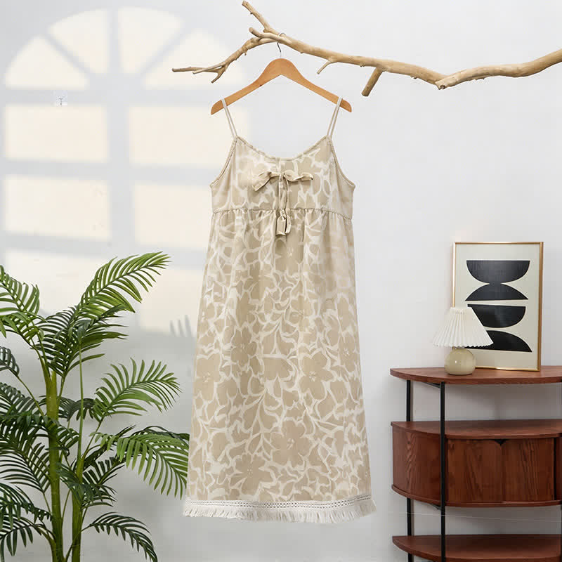 Cream Floral Tassel Sleep Dress - image 3