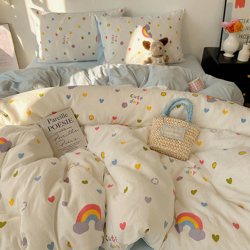 Rainbow Hearts Soft Touch Bedding Set - Colorful - Queen - Bedding Set - image 0