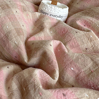 Soft Pink Gingham Cotton Bedding Set - image 2