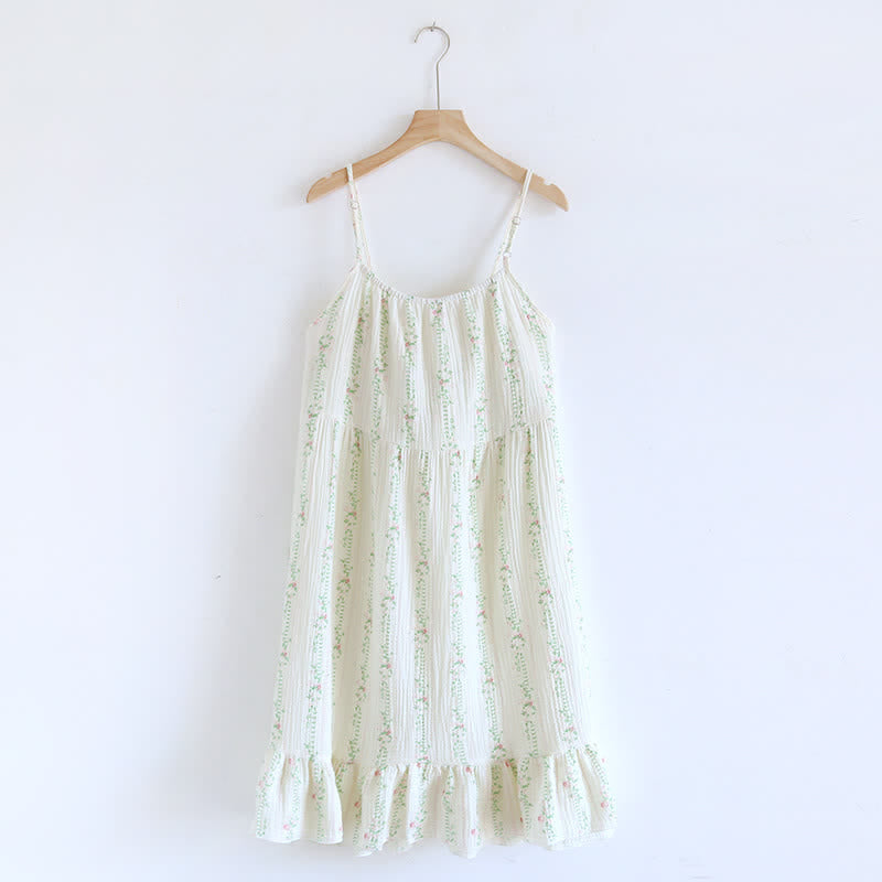 Fresh Floral Leaf Cotton Ruffle Nightgown - image 3